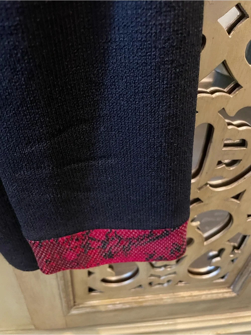 St. John black sweater Jacket with Red Snake-Print Trim - Picture 4 of 5